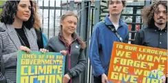  ?? ?? GRETA Thunberg and other climate activists during a rally outside the European Court of Human Rights in Strasbourg, eastern France, yesterday.