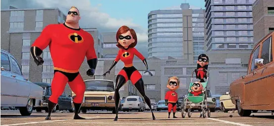  ?? [PHOTO PROVIDED BY DISNEY-PIXAR] ?? Disney-Pixar’s superhero family is back in “Incredible­s 2.”