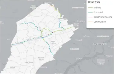  ?? SUBMITTED PHOTO ?? Chester County officials have released an interactiv­e circuit trails status map.