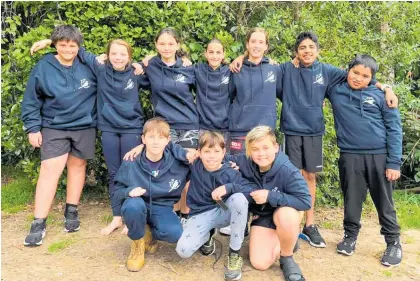  ?? ?? Rangiuru School’s AIMS Games students in their donated hoodies.