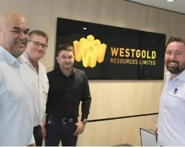  ??  ?? Westgold Resources operations manager James Johnson, executive general manager David Noort and plant maintenanc­e manager Barry Jastremski, with RCT business developmen­t mining manager Ryan Noden.