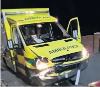  ??  ?? The ambulance that swerved to avoid an animal and crashed into parked cars in Marble Hall Road, Llanelli.