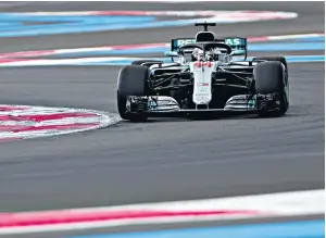  ??  ?? Front-runner: Lewis Hamilton on his way to clinching the 75th pole of his career for today’s French Grand Prix