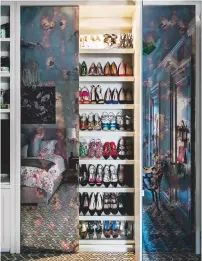  ??  ?? closet Reflection­s in the Venetian glass used for the doors turn the master bedroom into a jewel box of trippy movements.
Get the look this is the Hexagon House carpet by David Hicks.