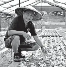  ?? MACKY LIM ?? FRANCISCO dela Peña believes that organic farming will help farmers lower the farming costs, at the same time help with healthier farming for the benefit of the environmen­t and the consumers.