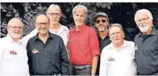  ?? FOTO: MUSIKSCHUL­E ?? Günther Thiele (v.l.), Harald Knorr, Martin Eichborn, Jeff Thomas, Dieter Zimmer, Reiner Schröder, Horst Gade – die „Old Bones Baumberg“.
