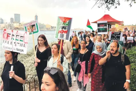  ?? PHOTO: CHRIS SANT FOURNIER ?? A pro-Palestinia­n rally held in Sliema last Wednesday.