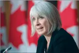  ?? CP PHOTO ADRIAN WYLD ?? Minister of Health Patty Hajdu responds to a question during a news conference Monday in Ottawa.