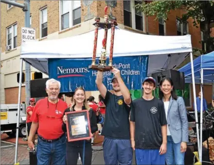  ?? SUBMITTED PHOTO ?? The new chili king is Barnaby’s in West Chester after a team representi­ng the restaurant won the trophy at the 15th annual West Chester Chili Cook-Off.