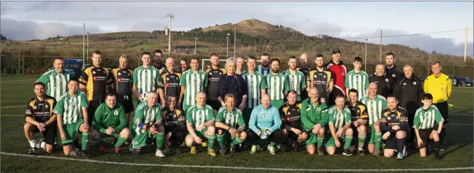  ??  ?? The Enniskerry YC and Enniskerry GAA teams along with Evonne Harvey and referee Tony ‘Butch’ Doran at the Madison Harvey Melia Cup at Berryfield. Photos: Barbara Flynn