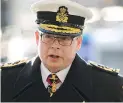  ??  ?? Vice-Admiral Mark Norman is charged with one count of breach of trust in connection with the alleged leak of cabinet secrets.
