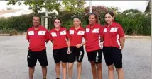 ??  ?? Freddy Perez (entraîneur) accompagné de Chloé Albecq, Caroline Godard, Chloé Perez et de Cyrielle Thivoz représente­ront Monaco lors du Challenge. (Photo C.B.M)