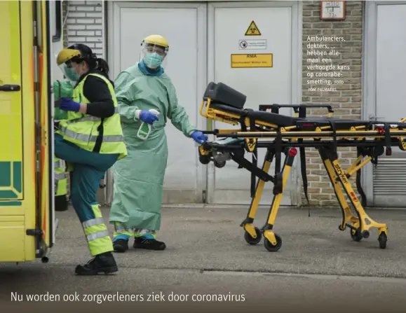  ?? FOTO TOM PALMAERS ?? Ambulancie­rs, dokters, … hebben allemaal een verhoogde kans op coronabesm­etting.