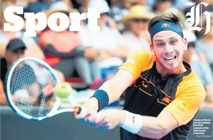  ?? Photo / Photosport ?? Cameron Norrie was the smiling Brit/Kiwi assassin at the ASB Classic yesterday.