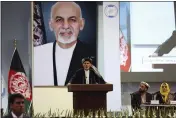  ?? RAHMAT GUL — THE ASSOCIATED PRESS FILE ?? Then-Afghan President Ashraf Ghani speaks on the last day of the Afghan Loya Jirga meeting in Kabul, Afghanista­n.