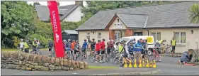  ??  ?? Participan­ts prepare to set off on the cycling portion of last year’s Rob Worboys Arran Challenge.