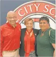  ?? Adam Carey ?? One Community United board member Rick Stevenson (from left) with RCS Deputy Superinten­dent Barbara Patrick-lashley and former Rome mayor Sundai Stevenson at the unveiling of the school system’s Literary Compass program Wednesday morning.