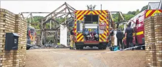  ??  ?? Firefighte­rs, above and left, at the scene of the blaze near Blue Bell Hill which destroyed the home of Daniel Spiller; right, Mr Spiller in front of his £1.2m home