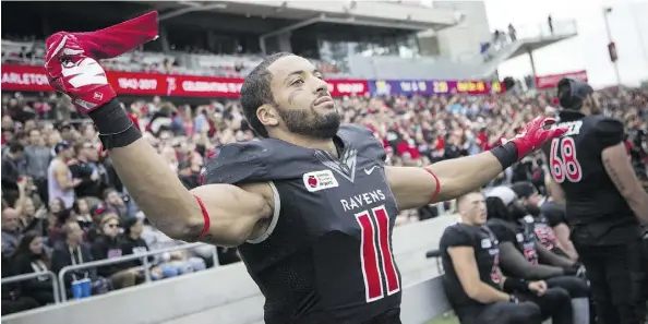  ?? FILES ?? “It’s the best place to go for a young guy,” says Carleton Ravens receiver Nate Behar of being chosen by the Edmonton Eskimos.