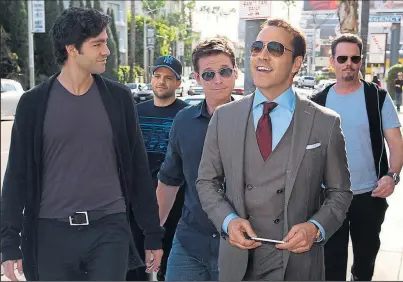  ?? WARNER BROS. ?? The not-so-fab five, from left: Vince (Adrian Grenier), Turtle (Jerry Ferrara), Eric (Kevin Connolly), Ari Gold (Jeremy Piven) and Johnny Drama (Kevin Dillon)