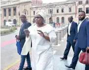  ?? | THOBILE MATHONSI African News Agency (ANA) ?? FORMER SAA board chairperso­n Dudu Myeni outside the North Gauteng High Court in February where she defended a legal action by Outa and the SAA Pilots’ Associatio­n to declare her a delinquent director while at the helm of the airline.