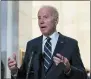  ?? JOSE LUIS MAGANA/ASSOCIATED PRESS ?? President Joe Biden speaks to the media after meeting privately with Senate Democrats, Thursday, Jan. 13, 2022, on Capitol Hill in Washington.