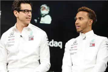  ?? | MIKE SEGAR REUTERS ?? TOTO WOLFF and Lewis Hamilton had to wait until the fourth race to register their first win this year.