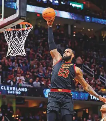  ?? AP ?? Cleveland Cavaliers’ LeBron James drives to the basket during the first half of Game 2 of their first-round play-off series against Indiana Pacers on Wednesday.