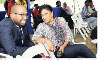  ??  ?? Senior adviser and strategist in the Ministry of Tourism, Delano Seiveright (left), and JAMVAC’s Joy Roberts.