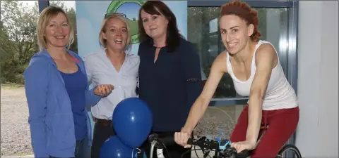  ??  ?? PICTURED ABOVE: Kathleen Nolan, Anne Marie Fitzgerald, Karen Byrne and Joanna Rubecka at the 21-hour Cyclethon at BD Enniscorth­y (Clearstrea­m) fundraiser for St Senan’s Autistic Unit on Thursday.