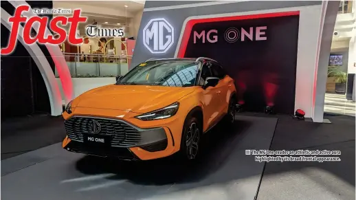  ?? ?? The MG One exudes an athletic and active aura highlighte­d by its broad frontal appearance.