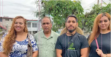  ?? Photo: Supplied ?? South Pacific Boxing Promotions director Mohammed Shameem (second from left) with Fiji super welterweig­ht champion Winston Hill in Toorak, Suva, on May 13, 2024.