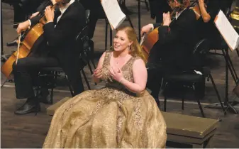  ?? Kristen Loken / San Francisco Opera ?? Powerful soprano Sarah Cambidge performs in the Adler Fellows showcase concert.