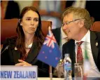  ?? PHOTO: REUTERS ?? Prime Minister Jacinda Ardern, with Trade and Export Growth Minister David Parker, at the Trans-Pacific Partnershi­p meeting held on the sidelines of the Apec summit in Da Nang, Vietnam.