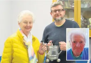  ??  ?? Mary and David with the trophy won by Michael (inset) in 1953