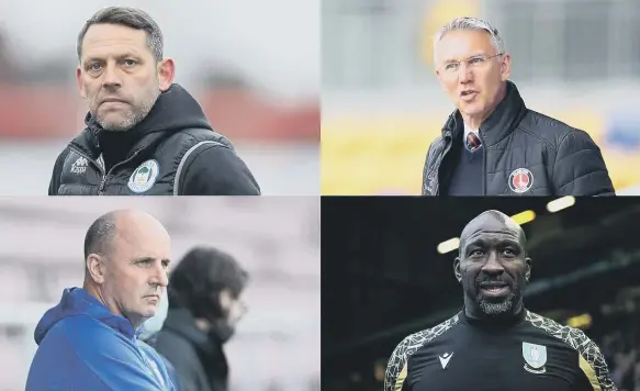  ?? ?? Clockwise from top left: Leam Richardson, Nigel Adkins, Darren Moore and Paul Cook.