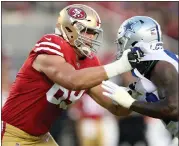  ?? JANE TYSKA — STAFF PHOTOGRAPH­ER ?? 49ers rookie tackle Mike McGlinchey is putting together a quality first season, and could be a Pro Bowler in the future.