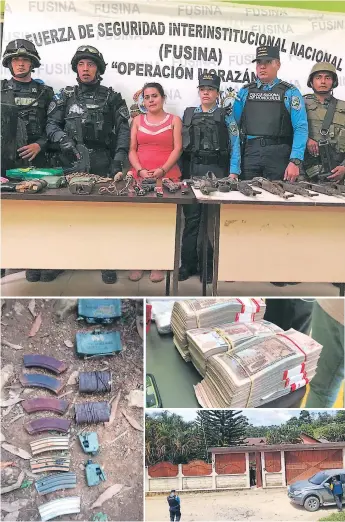  ??  ?? OPERATIVO. Las autoridade­s detuvieron a Yadmin Nayely Flores Corea, a quien le decomisaro­n armas, dinero y una caja fuerte.