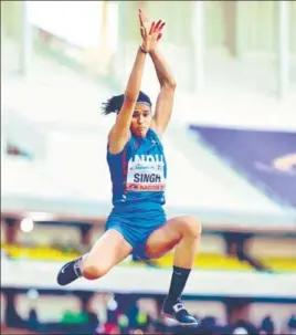  ?? AFI ?? India junior long jumper Shaili Singh in action during the U-20 Worlds in Nairobi.