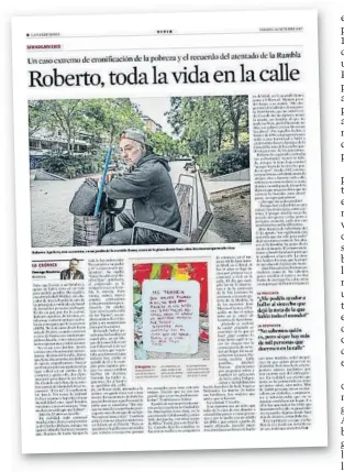  ??  ?? Ayer y hoy. Roberto protagoniz­ó una crónica en este diario el 14 de octubre, pero eso ya forma parte del pasado; la foto más grande muestra a un hombre nuevo