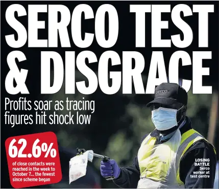  ??  ?? LOSING BATTLE Serco worker at test centre