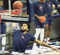  ?? David Butler II / David Butler II-USA TODAY Sports ?? UConn guard Jalen Gaffney warms up before Wednesday’s game against Central Connecticu­t in Storrs.