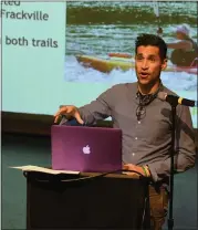  ?? PHOTO BY RICK CAWLEY ?? State Rep. Tarik Khan let the audience know that support for outdoor spaces is at the top of his priorities.