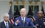  ?? SUSAN WALSH — THE ASSOCIATED PRESS ?? President Joe Biden calls on reporters for questions after speaking in the Rose Garden of the White House in Washington on Friday.