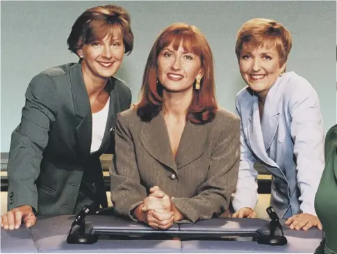  ??  ?? 0 Clockwise from above: Sally Mcnair, Jackie Bird And Brenda Paterson in 1998; the face of news north of the Border; at the launch of Poppyscotl­and Cycling Team; an early appearance from a young Jackie on Reporting Scotland