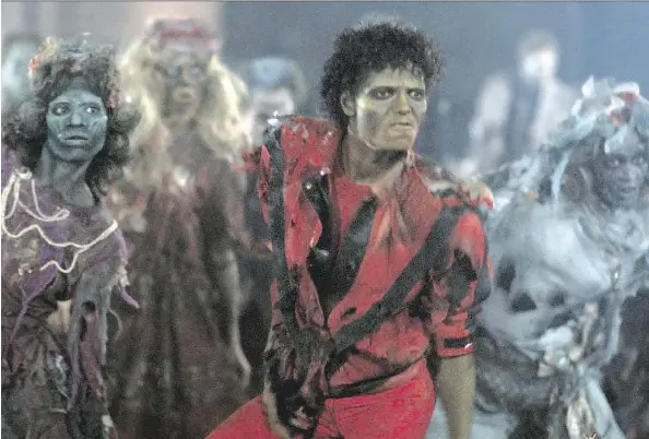  ?? SONY ?? The late King of Pop Michael Jackson danced with zombies in 1983’s groundbrea­king, 14-minute Thriller video.