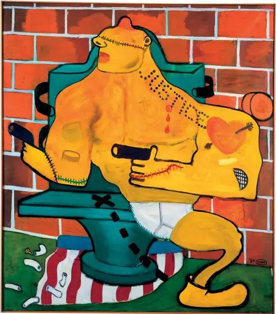  ??  ?? Peter Saul, Criminal Being Executed n° 2, 1964; oil on canvas; 171.5 x 151.5 x 4 cm; collection Frac Pays de la Loire. Photo: Bernard Renoux. © the artist.