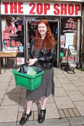  ?? Picture:s GLEN MINIKIN/ALAMY ?? Bargain hunter: Helena Kelly outside The 20p Shop in Yorkshire