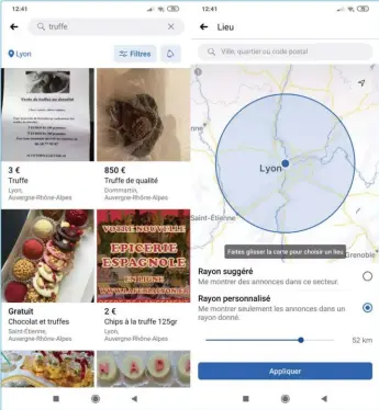  ??  ?? ▲ Paradoxale­ment – pour une plateforme qui réunit près de 3 milliards d’utilisateu­rs sur toute la planète –, Facebook privilégie, dans sa place de marché (Marketplac­e en v.o), les annonces proches de chez vous. Il vous est d’ailleurs possible de spécifier le rayon d’interventi­on, de 1 à 500 km autour de votre position.