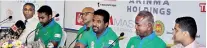 ??  ?? Muttiah Muralidara­n, Co-founder and Trustee FOG briefing the media at the launch of the 5th Murali Harmony Cup T20 at Upali’s Nawaloka. Also in the picture from left Ravi Dias, Director, Tokyo Cement, Ashan Malalaseke­ra, Chairman Arinma Holdings,...